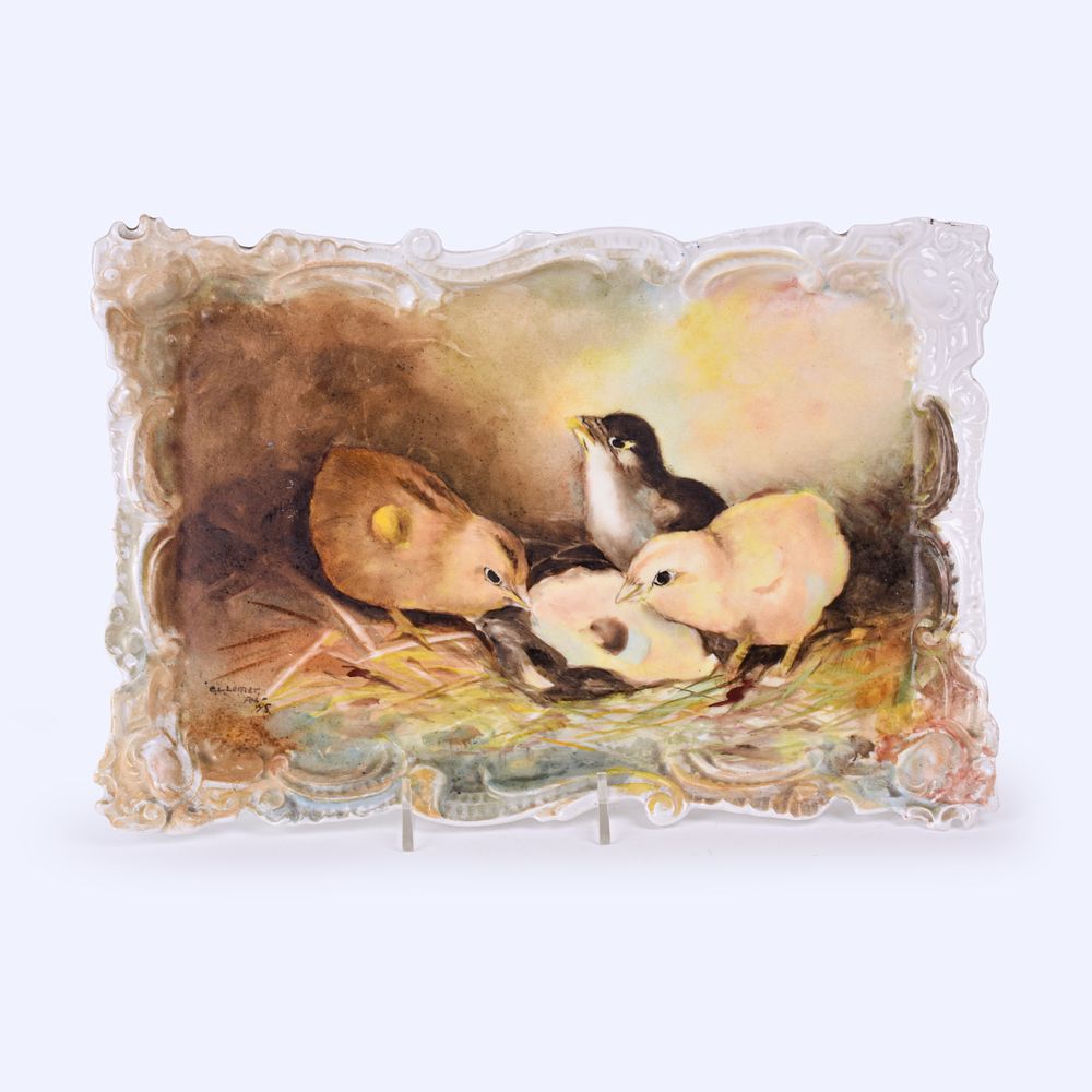 Lot 87: Hand-painted Porcelain Tray with decoration by C. Leffler