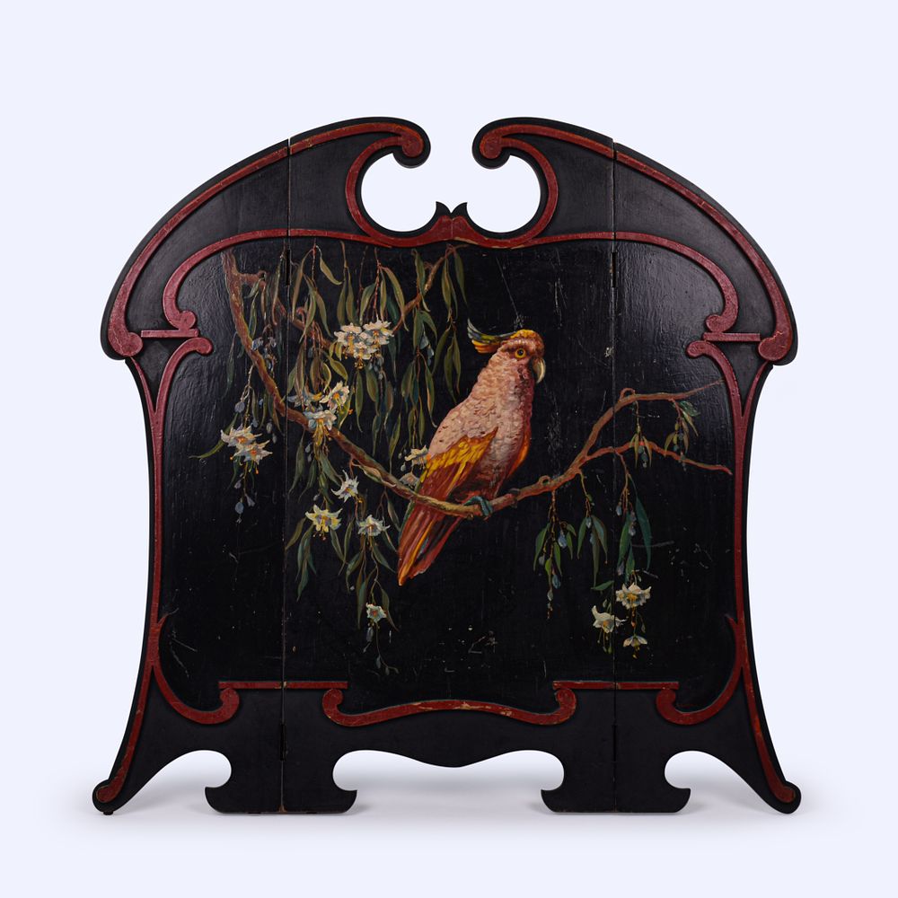 Lot 88: Folding Firescreen decorated by Claude Leffler