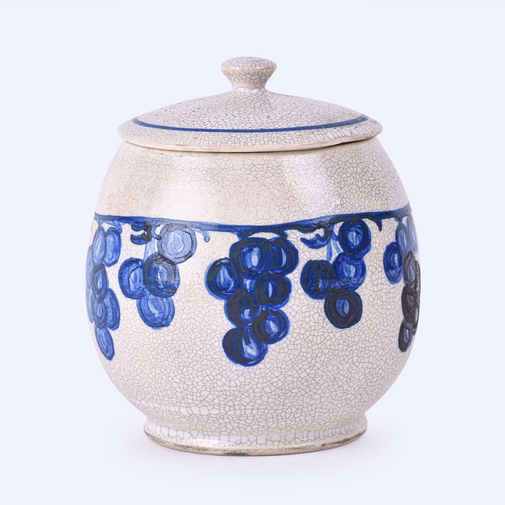 Lot 97: Dedham Pottery Grapes Marmalade Jar