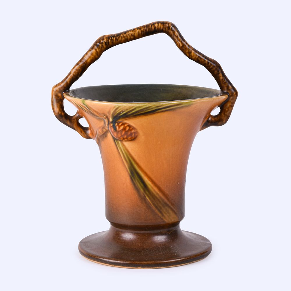 Lot 119: Roseville Pottery Brown Pine Cone Basket