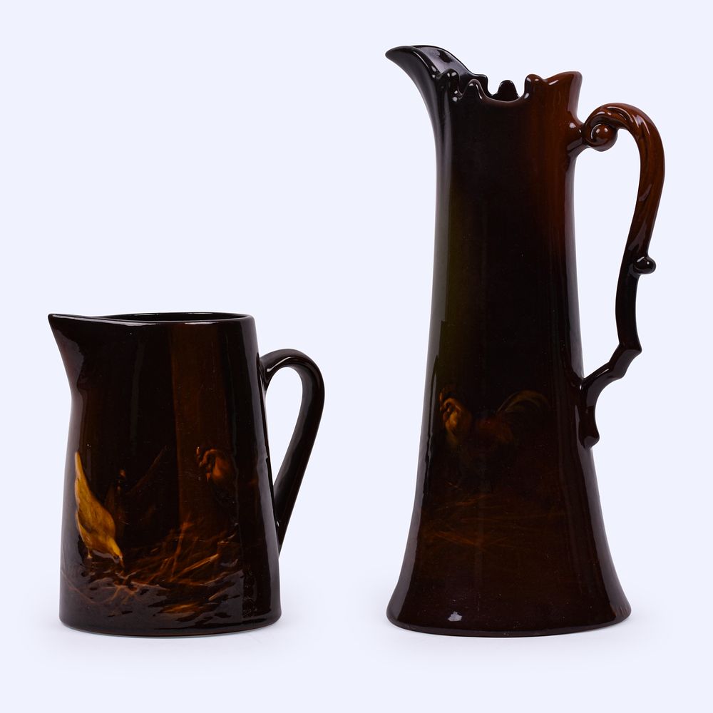 Lot 132: Two Roseville Pottery Rozane Ewers