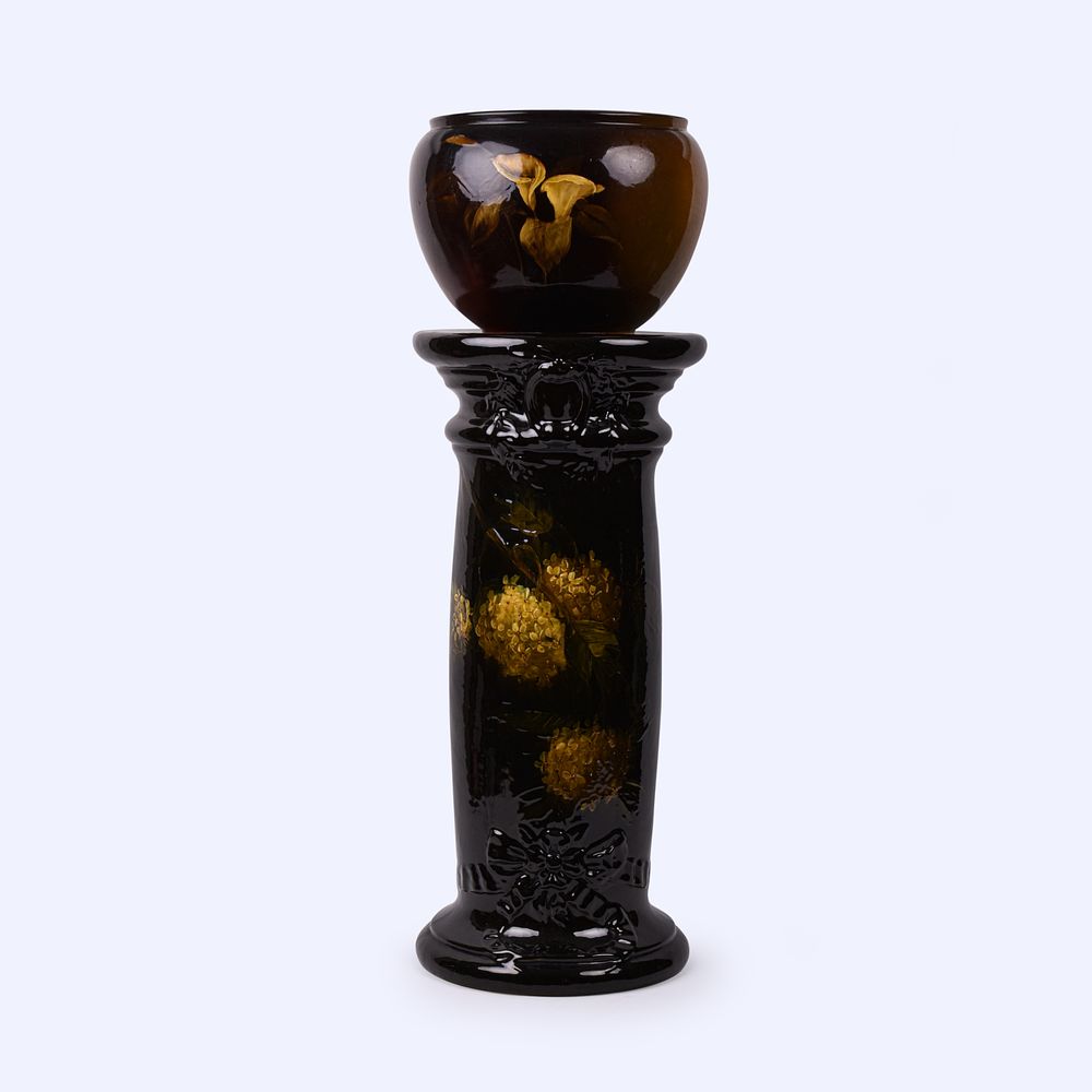 Lot 142: Weller Pottery Dickens Ware Pedestal and Jardiniere