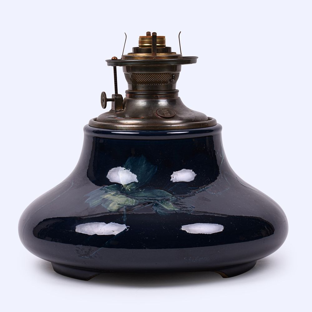 Lot 148: J.W. Brooks Jr Blue Oil Lamp