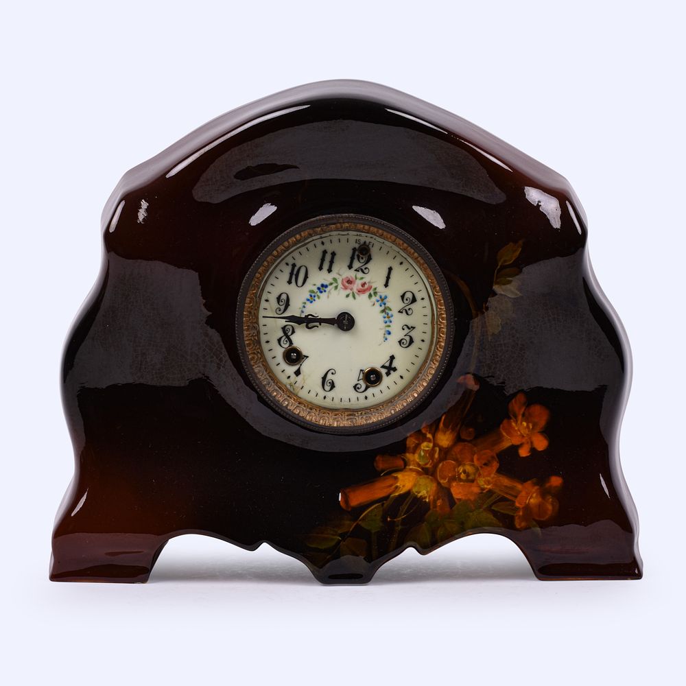 Lot 158: Weller Pottery Louwelsa Mantel Clock