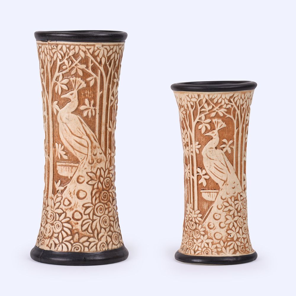 Lot 165: Two Weller Pottery Ivory Vases