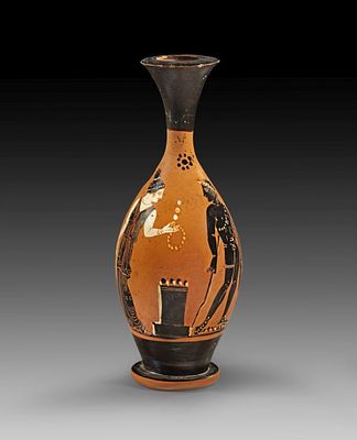 Large Paestanian lekythos, so-called Pagenstecher Lekythos. About 340 BC. Height 25,4cm, &oslash; 