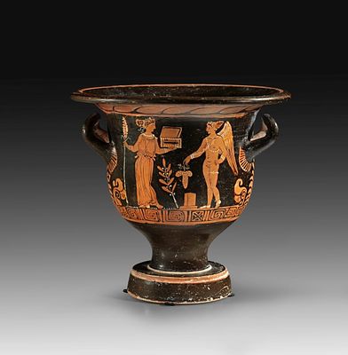 Apulian red-figure bell-krater, Follower of the Dijon Painter. 370 - 360 BC. Height 28,2cm, &oslash; 