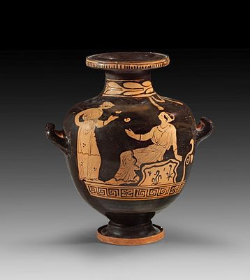 Early Lucanian red-figure kalpis, Manner of the Palermo Painter. 400 - 390 BC. Height with 