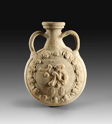 Roman so-called pilgrim flask. Eastern Mediterranean, 1st half 1st century AD. Height 16,6cm, &oslash; 