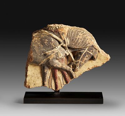 Fragment of an Etruscan architectural plaque. Middle of 6th century BC. Height 12,4cm, width 15 