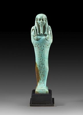 Ushabti of Nesbanebdsched. Late Period, 30th Dynasty, 380 - 342 BC. H 15.7cm and with base 