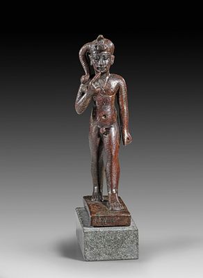 Bronze statuette of naked standing Harpocrates. Bronze statuette of naked standing Harpocrates 
