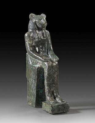 Bronze statuette of Sachmet. Bronze statuette of Sachmet, H 10cm. Enthroned, lion-headed 