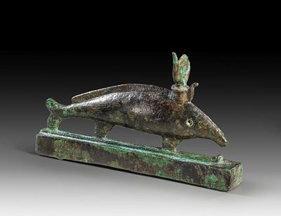 Full cast bronze oxyrhynchos fish. Full cast bronze oxyrhynchos fish, L 17.5cm, H 10,5cm. Late 