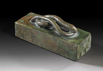 Miniature bronze sarcophagus with a coiled snake on top. Late to Ptolemaic Period, c. 664 - 30 