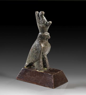 Bronze statuette of the Horus falcon. Bronze statuette of the Horus falcon with double crown 