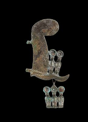 Bronze feather crown. Bronze feather crown, Late to Ptolemaic Period, c. 722 - 30 BC. H crown 