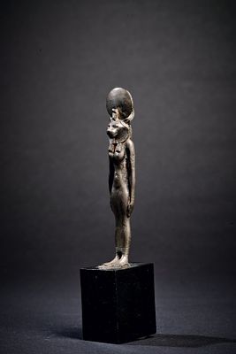 Silver amulet of Sachmet. Solid silver amulet depicting the lion-headed goddess Sachmet in a 