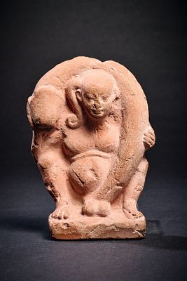 Harpocrates with a phallus. A terrcotta figurine depicting Harpocrates as a chubby boy with 