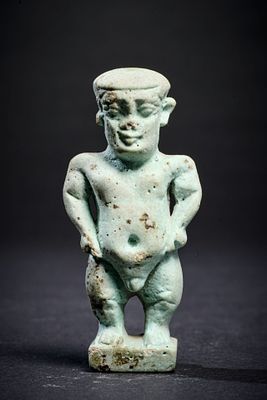 Pataikos. Amulet of turquoise faience depicting Pataikos. Late Period, ca. 26th Dynasty, 664 - 