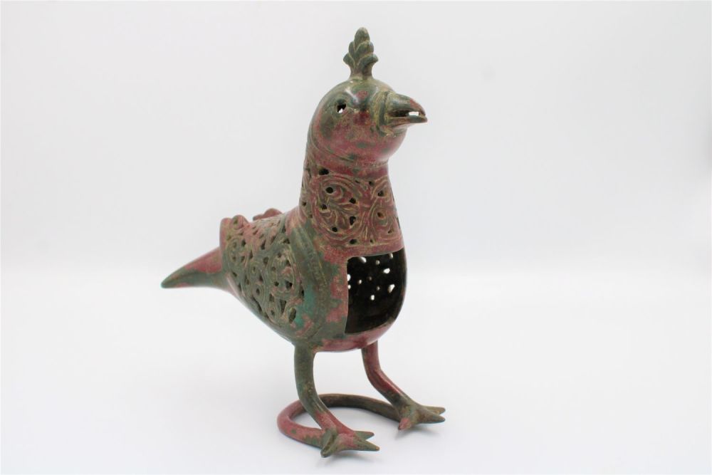 Lot 128: RARE Seljuk Bronze Bird Incense Burner: Behold this...