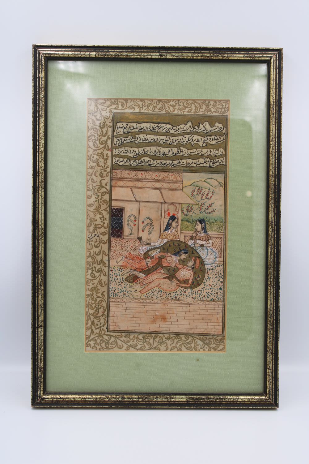 Lot 153: Indian Lovers and Servant Miniature with Inscriptions -...