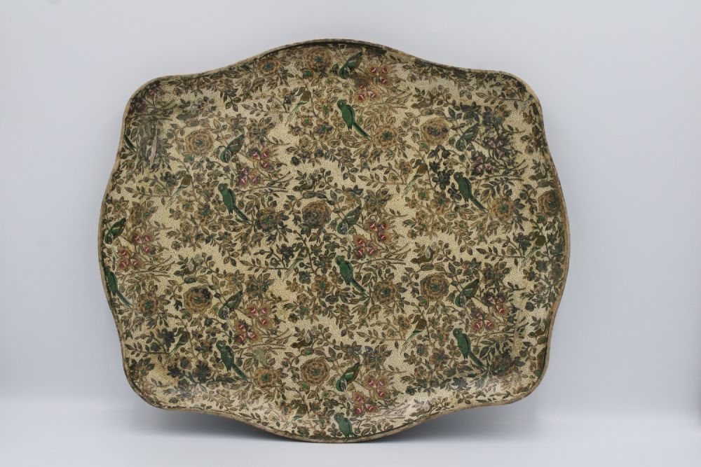 Lot 166: Exquisite 19th-century Kashmiri tray crafted from delicate paper...