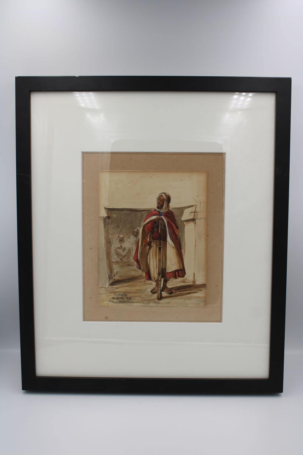 Lot 195: North-African Oriental Businessman in Bazaar - Signed and...