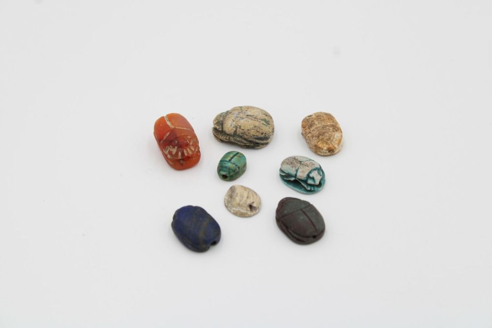 Lot 226: Collection of 8 ancient Egyptian scarabs made from...