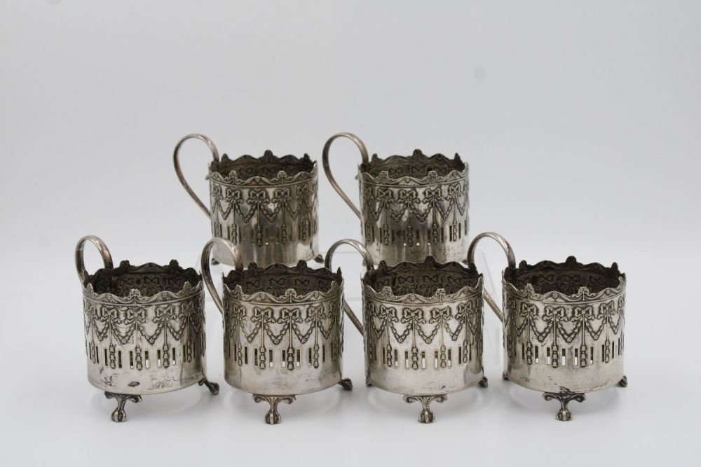 Lot 304: Set of 6 EPNS (Electroplated Nickel Silver) tea...