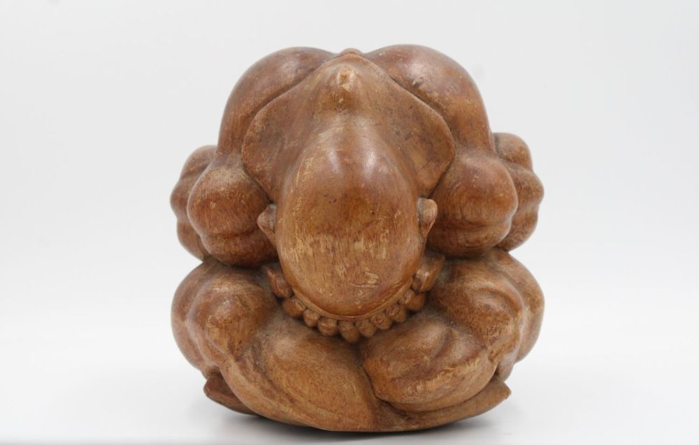 Lot 308: Late 19th century hand carved weeping buddha -...