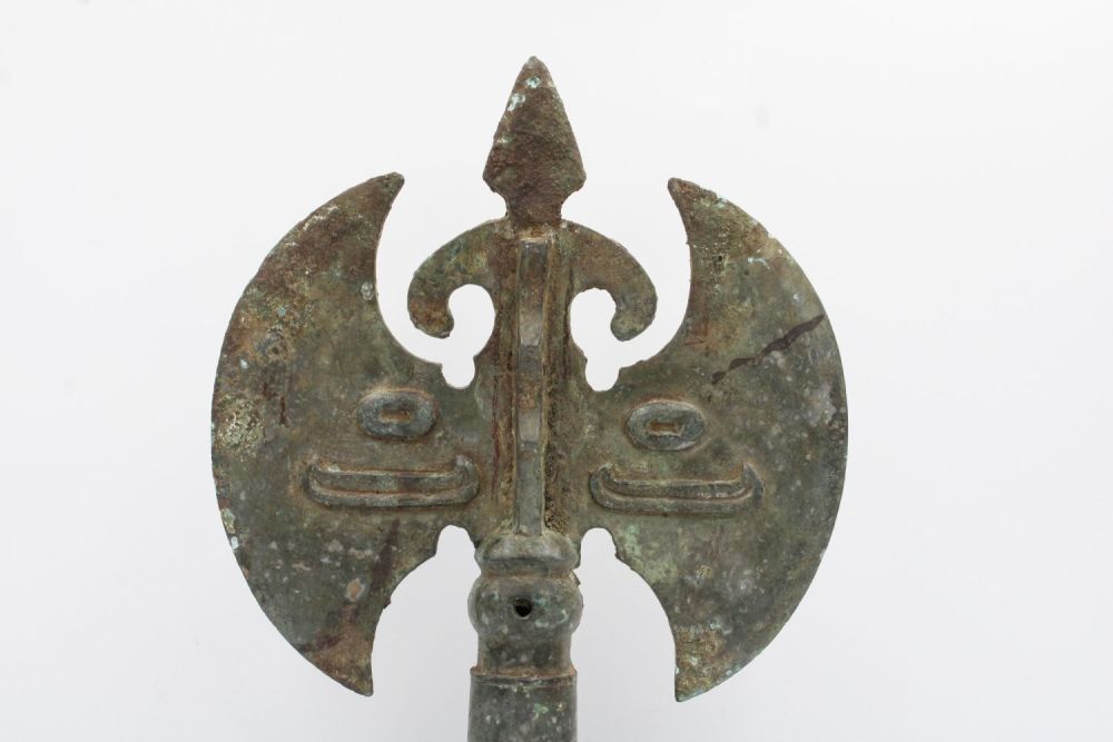 Lot 314: Bronze Axe Head with Patina: An ancient bronze...