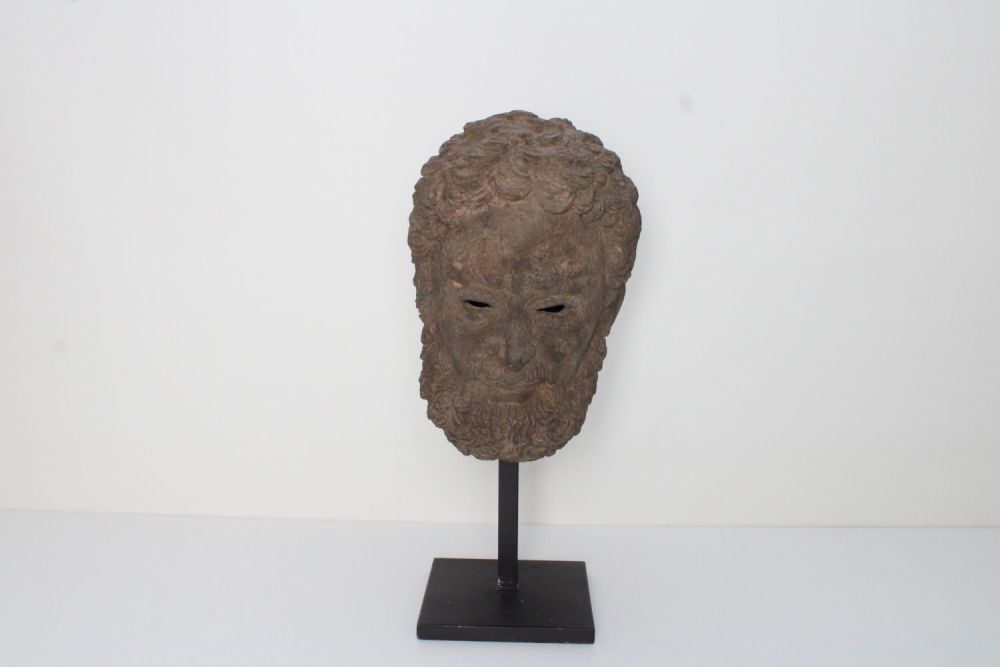 Lot 315: Indo-Greek Bronze Head with Curled Hair: This Indo-Greek...