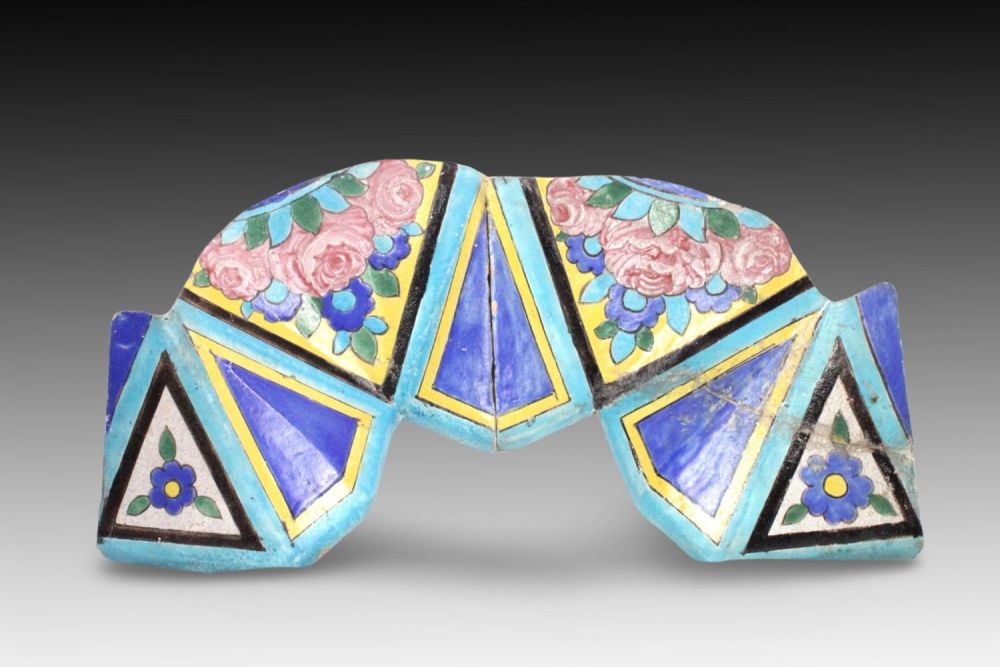 Lot 77: 2 Sets of Islamic Qajar Corner Tiles with...