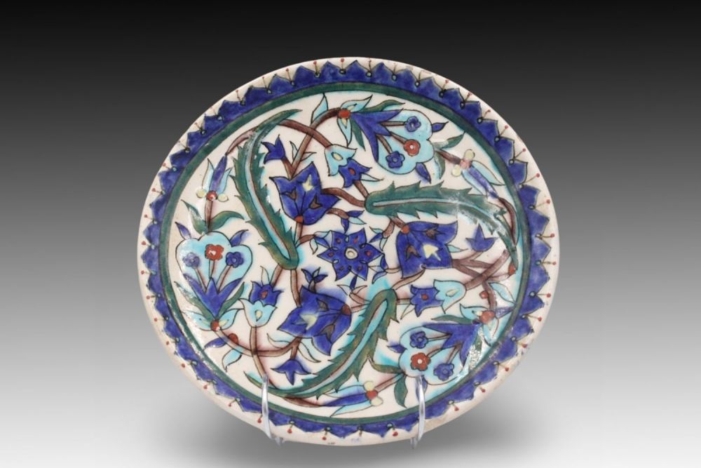 Lot 99: A Turkish Kutahya Glazed Pottery Plate from the...
