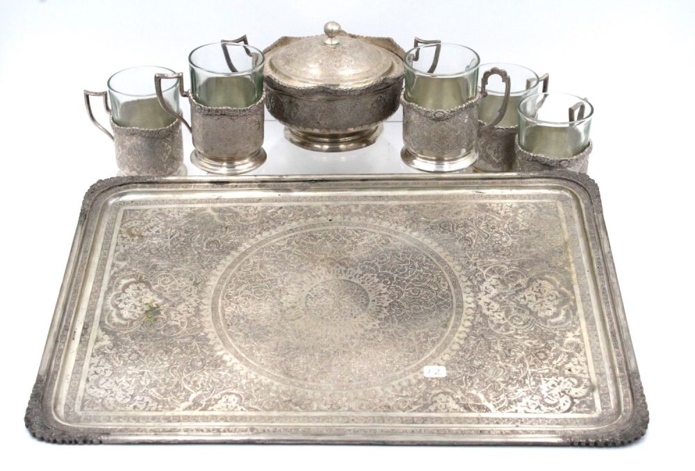 Lot 124: An Islamic Persian Silver Tea set from the...