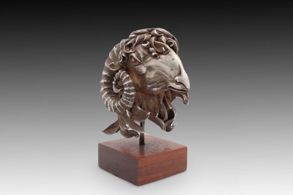 Lot 170: A Possible Ancient Silver Ram Head Chiseled and...