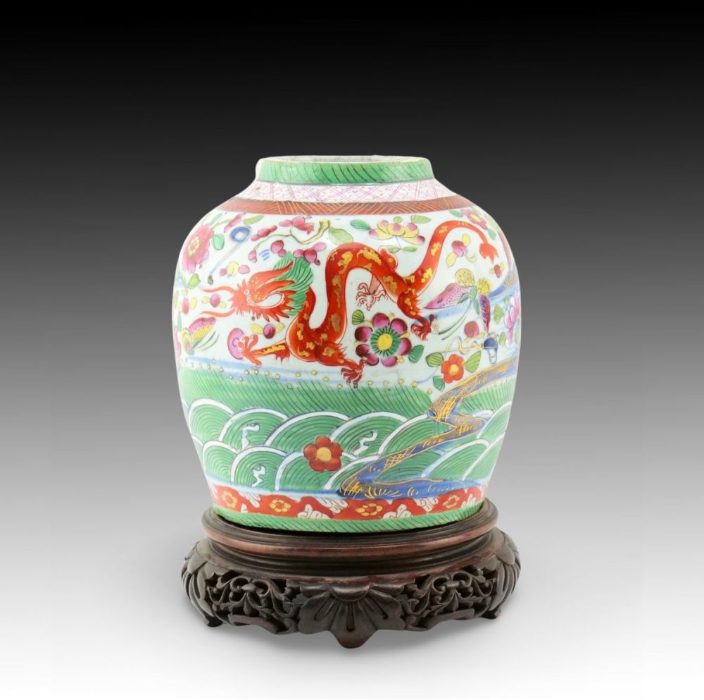 Lot 219: A Chinese Colourful Dragon Ginger Jar from the...