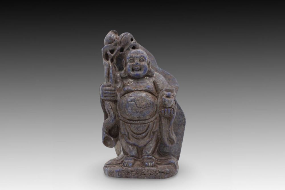 Lot 224: A Chinese or Japanese Lapis Lazuli Laughing Buddha...