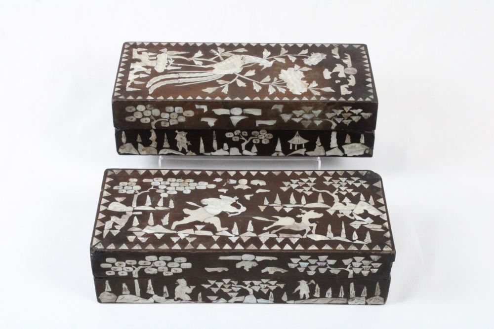 Lot 227: A Pair of Chinese Black Lacquer Wooden Jewellery...