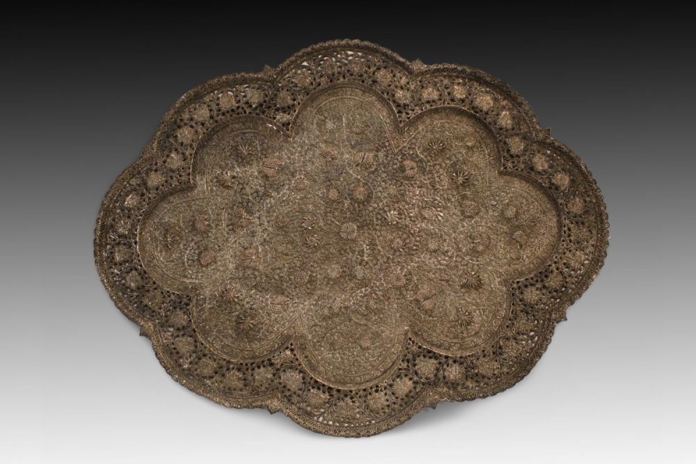 Lot 282: An Islamic Kashmiri Silver Plated Tray with Exquisite...