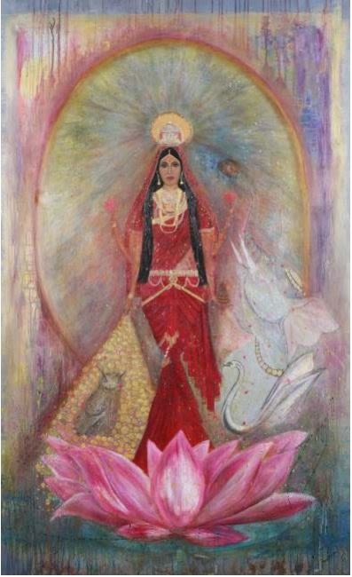 Lot 288: "Goddess Laxmi" by Mansi Dovhal: This impressive artwork...