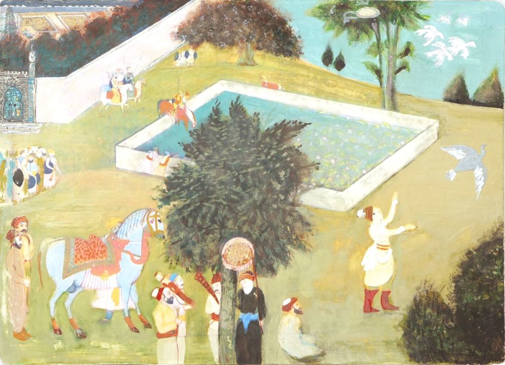 Lot 304: An Indian Painting of People on a Landscape...