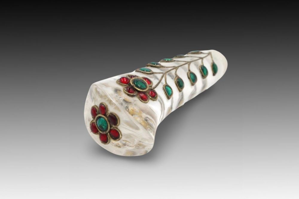 Lot 312: An Indian Mughal Style Crystal Dagger Handle with...