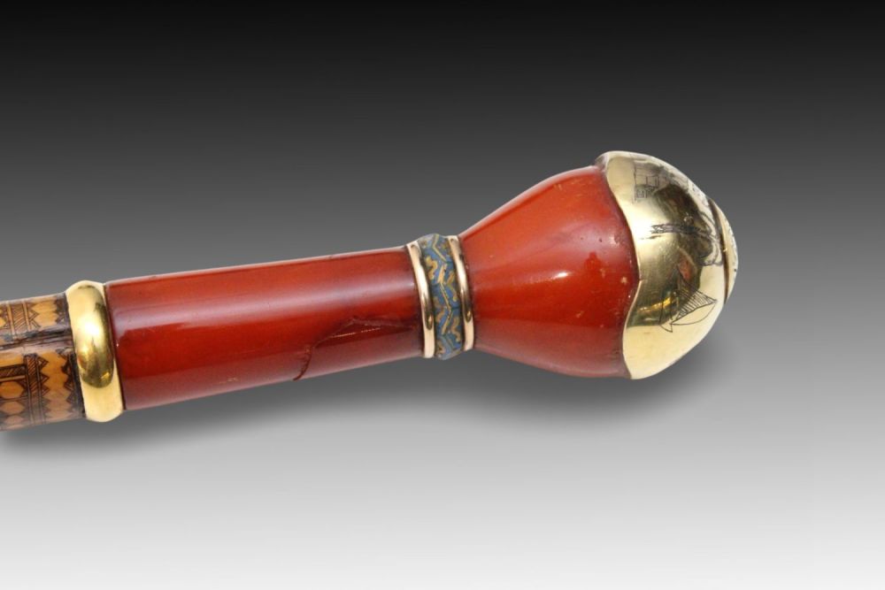 Lot 345: An Egyptian Fine Engraved Gilt Mounted Umbrella, made...