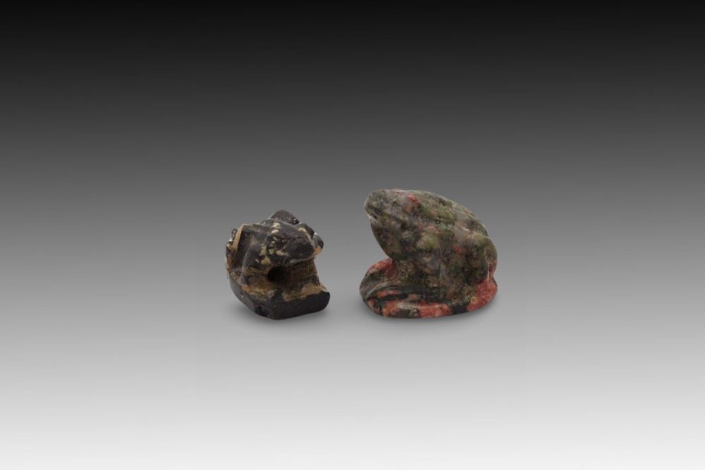 Lot 368: 2 Ancient Egyptian Amulets- One Granite Frog, One...
