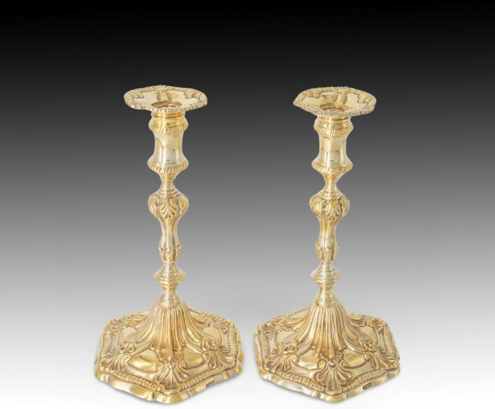 Lot 397: An English London Silver Gilt Possible Taper Stick...