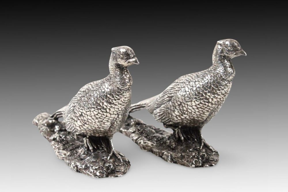 Lot 419: A Pair of Sheffield Silver Birds with Magnificent...