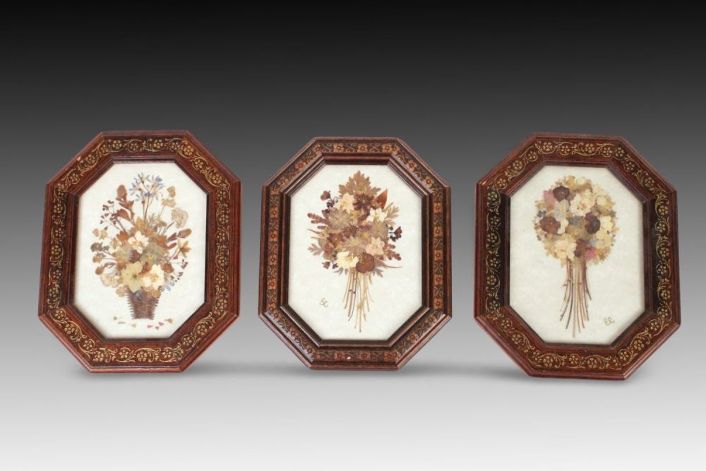 Lot 432: A Set of 3 Beautiful Paintings of Flowers...