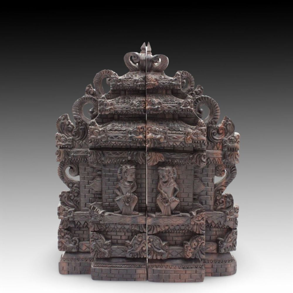 Lot 434: An Indonesian Handcrafted Hardwood Bookends.